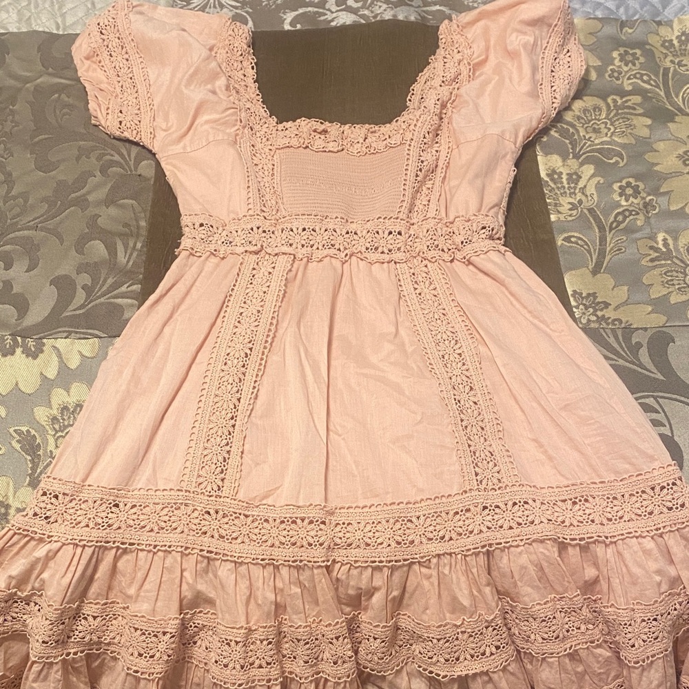 Victoria’s Secret Charming Peach Bohemian style Mini Dress - Picture 4 of 5